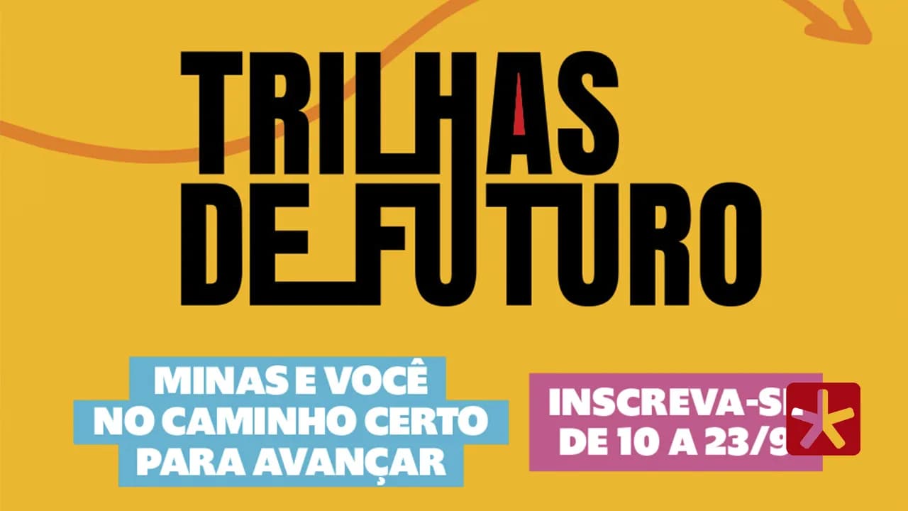 arte do governo do estado com a inscrição Trilhas de Futuro com data de inscrição