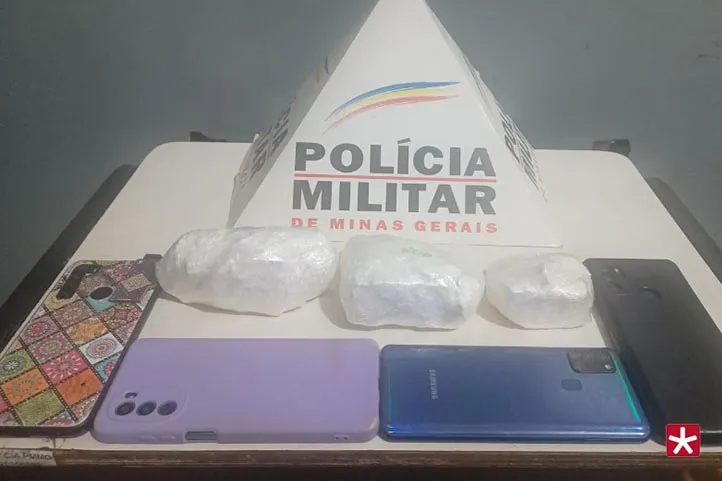 droga apreendida juntamente com os celulares