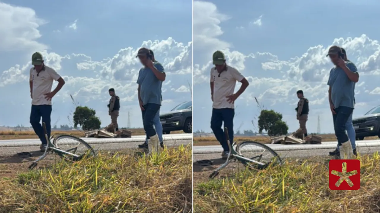 Veículo e ciclista, de 41 anos, seguiam sentido a Patos de Minas no momento do acidente